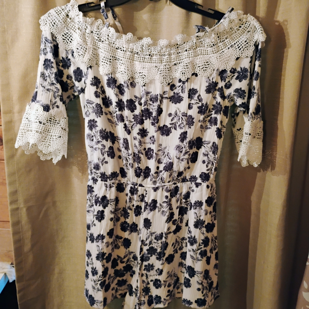 A.byer Blue Floral Romper Size M